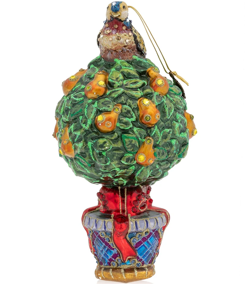 Jay Strongwater Holiday Collection Partridge In A Pear Tree Glass Ornament
