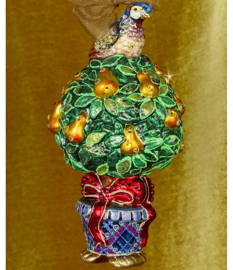 Jay Strongwater Holiday Collection Partridge In A Pear Tree Glass Ornament