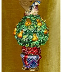 Jay Strongwater Holiday Collection Partridge In A Pear Tree Glass Ornament