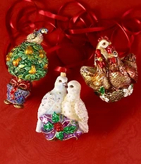 Jay Strongwater Holiday Collection Partridge In A Pear Tree Glass Ornament