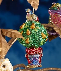 Jay Strongwater Holiday Collection Partridge In A Pear Tree Glass Ornament