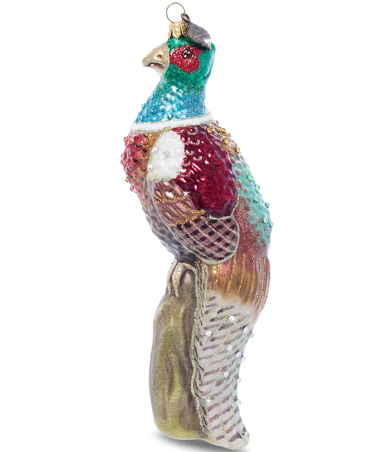 Jay Strongwater Holiday Collection Pheasant Glass Ornament