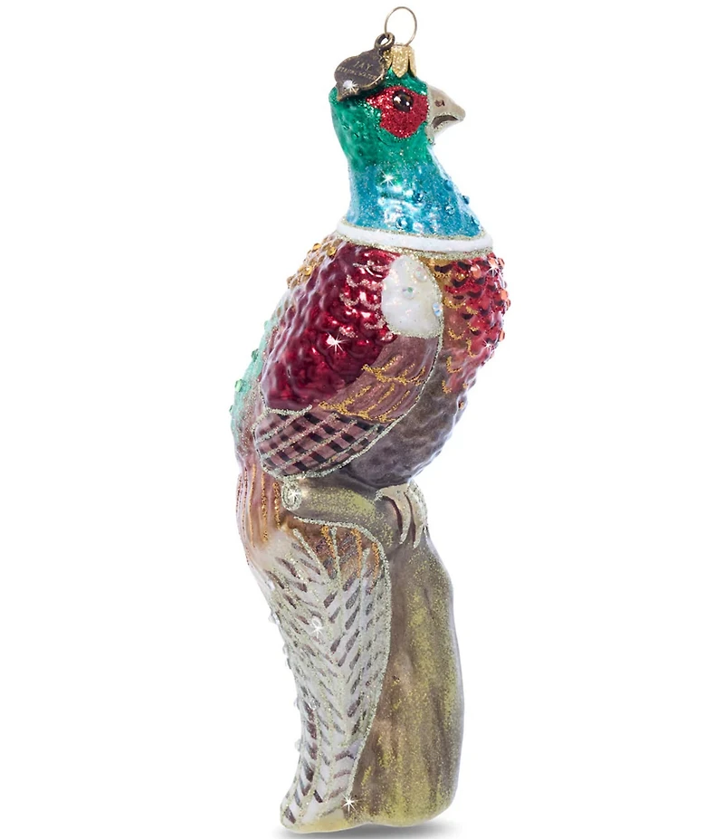 Jay Strongwater Holiday Collection Pheasant Glass Ornament