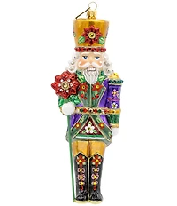 Jay Strongwater Holiday Collection Poinsettia Nutcracker Glass Ornament