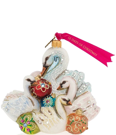 Jay Strongwater Holiday Collection Seven Swans-A-Swimming Glass Ornament