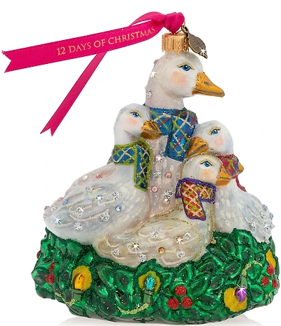 Jay Strongwater Holiday Collection Six Geese Of Laying Glass Ornament