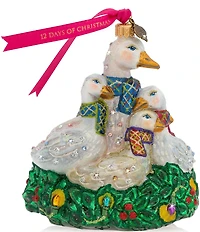 Jay Strongwater Holiday Collection Six Geese Of Laying Glass Ornament