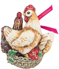 Jay Strongwater Holiday Collection Three French Hens Glass Ornament