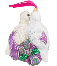 Jay Strongwater Holiday Collection Two Turtle Doves Glass Ornament