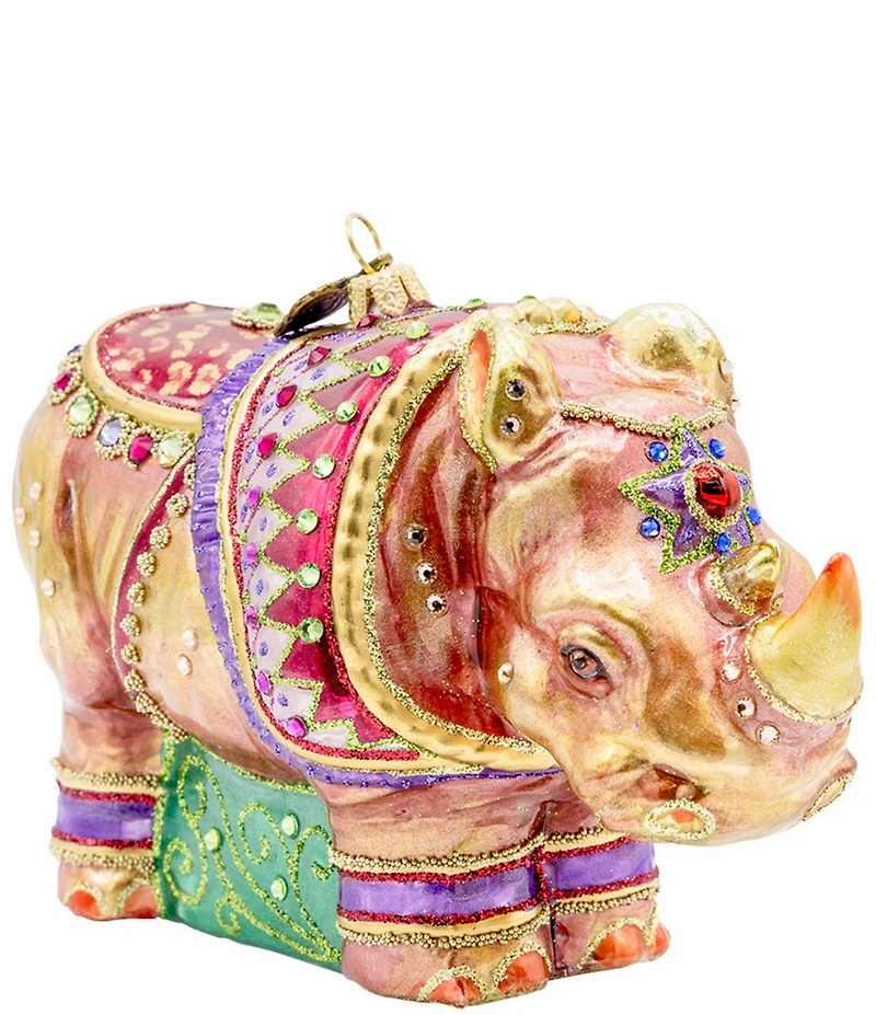 Jay Strongwater Holiday Love Collection Elegant Rhino Glass Ornament