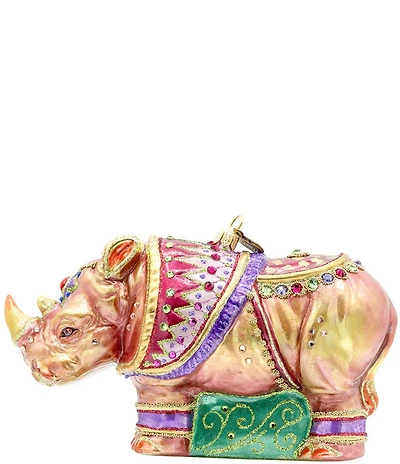 Jay Strongwater Holiday Love Collection Elegant Rhino Glass Ornament