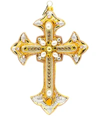 Jay Strongwater Holiday Metallic Bejeweled Cross Glass Ornament