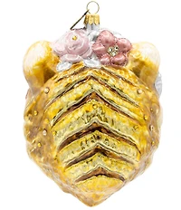 Jay Strongwater Holiday Metallic Tiger With Flower Crown Glass Ornament