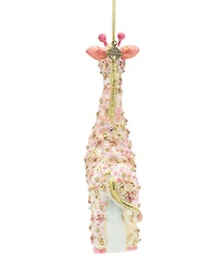 Jay Strongwater Holiday Peony Collection Pink Floral Giraffe Glass Ornament