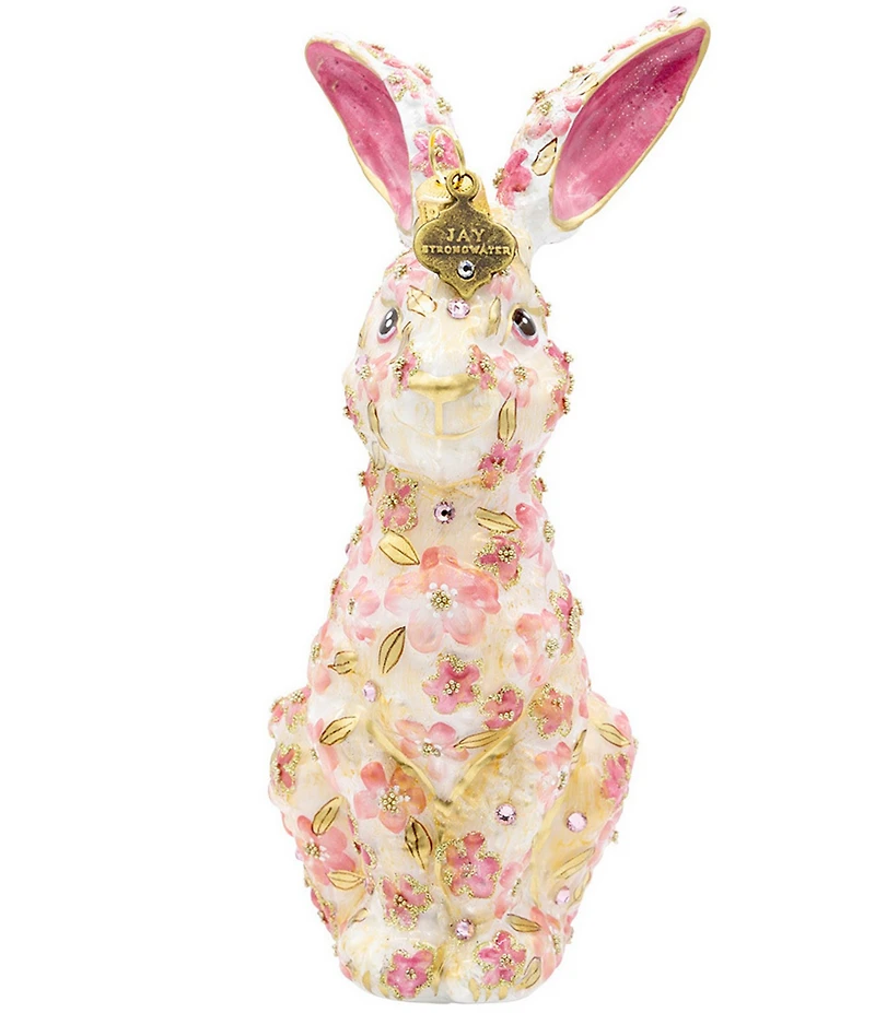 Jay Strongwater Holiday Peony Collection Pink Floral Hopper Glass Ornament