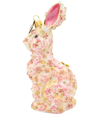 Jay Strongwater Holiday Peony Collection Pink Floral Hopper Glass Ornament