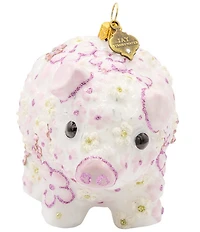 Jay Strongwater Holiday Pink Collection Floral Piggy Glass Ornament