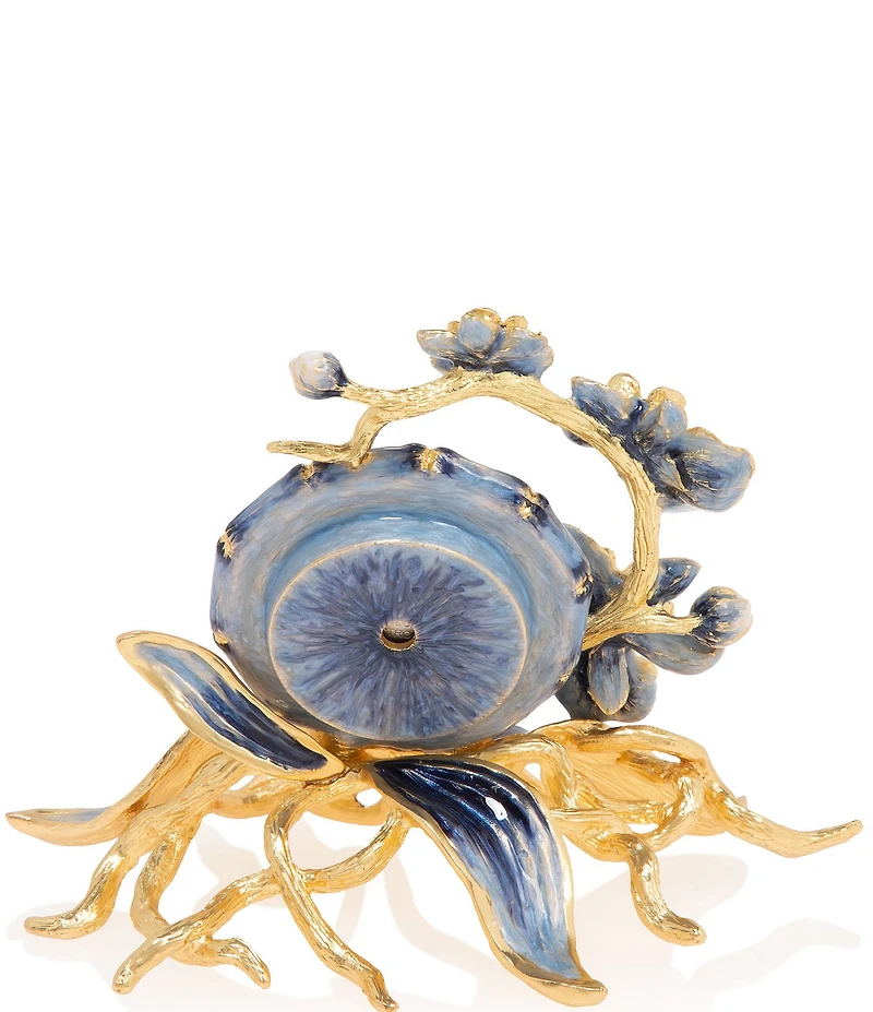 Jay Strongwater Inspired Tara Orchid Delft Garden Table Top Clock