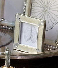 Jay Strongwater Leland Pave Corner Crystal Pearl Square Picture Frame, 2-inch