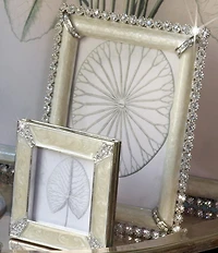 Jay Strongwater Leland Pave Corner Crystal Pearl Square Picture Frame, 2-inch