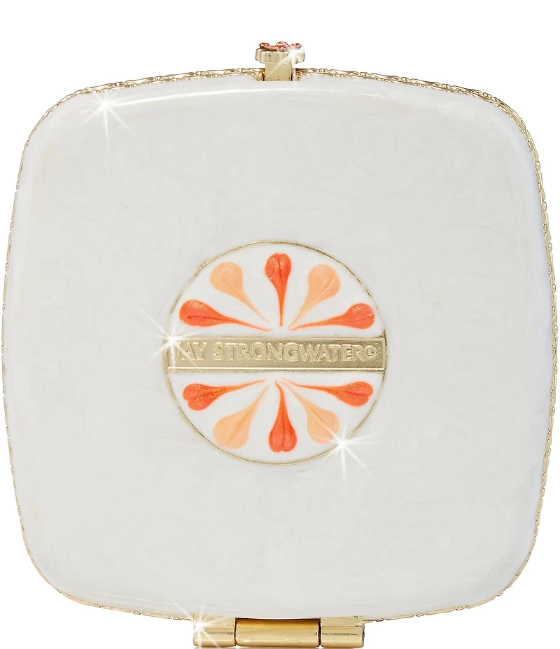 Jay Strongwater Lily Floral Flamingo Double-Sided Compact Mirror