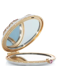 Jay Strongwater Mae Pink Peony Flower Double-Sided Round Compact Mirror