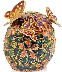 Jay Strongwater Rivera Skull with Butterflies Covered Metal Trinket Box