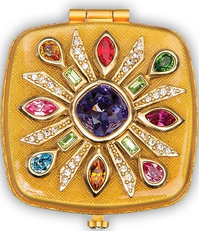 Jay Strongwater Schuyler Maltese Bejeweled Double-Sided Square Compact Mirror
