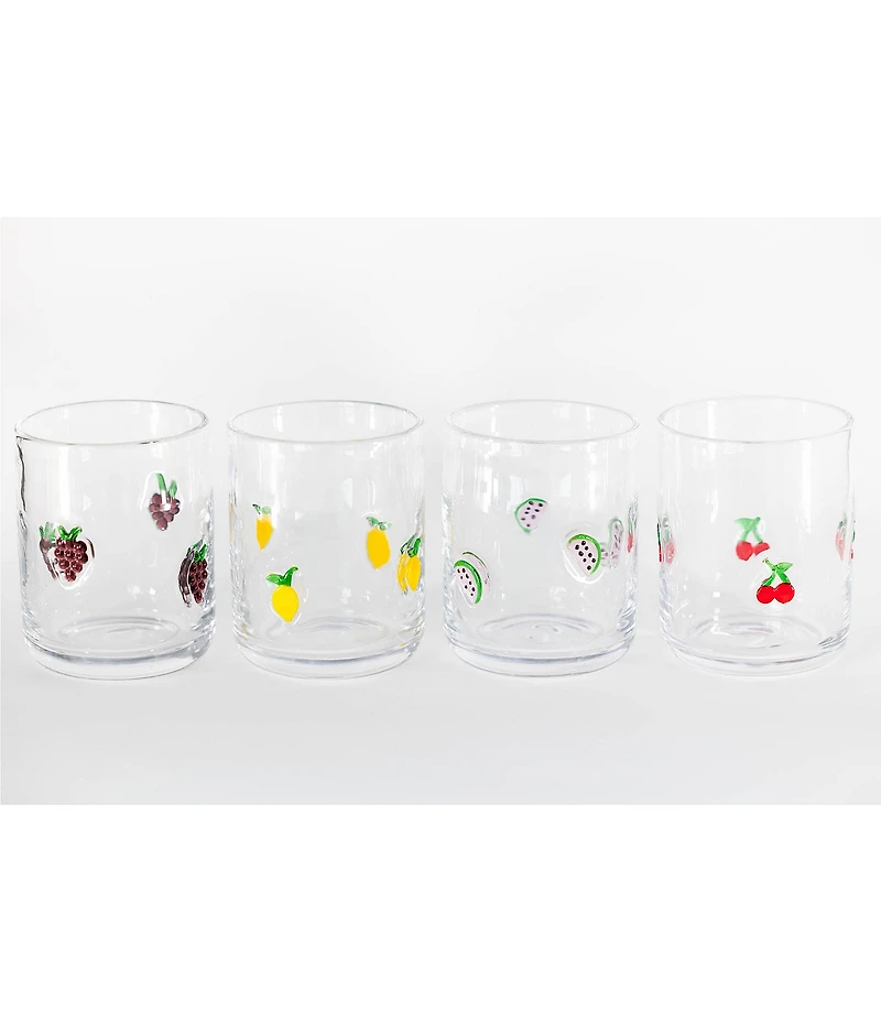 Jeanne Fitz Assorted Fruits Icon Glasses, Set of 4