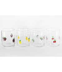 Jeanne Fitz Assorted Fruits Icon Glasses, Set of 4