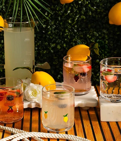 Jeanne Fitz Assorted Fruits Icon Glasses, Set of 4