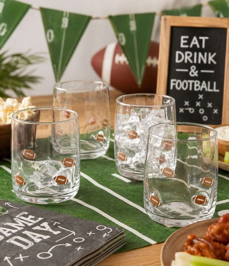 Jeanne Fitz Football Icon Glasses, Set of 4