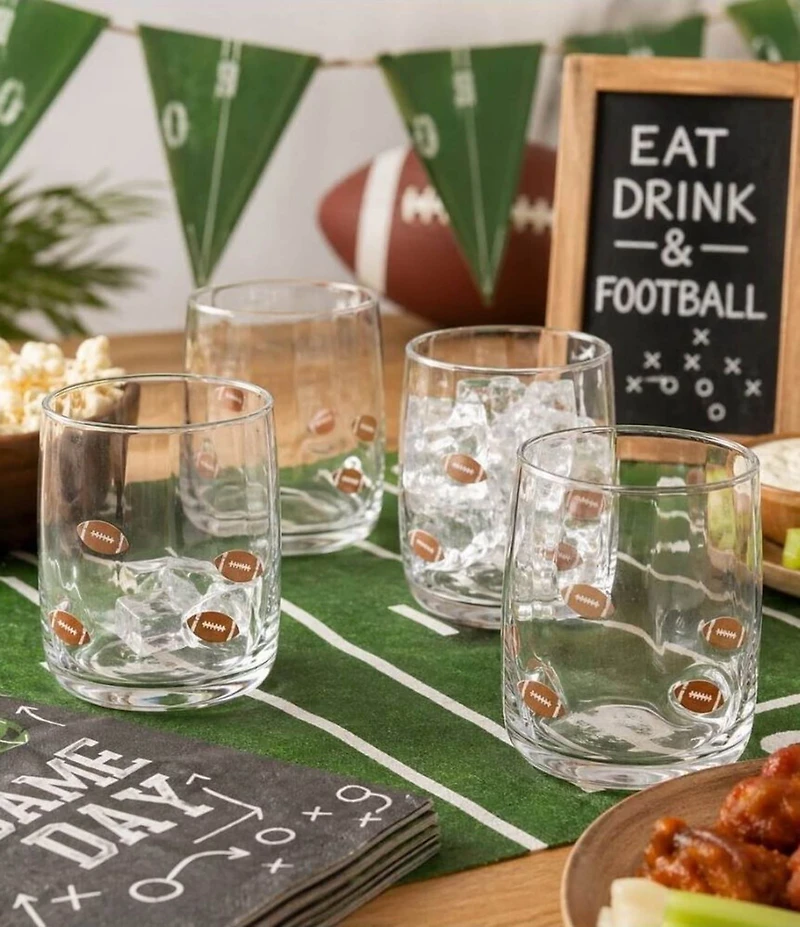 Jeanne Fitz Football Exterior Icon Glasses, Set of 4