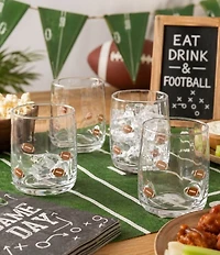 Jeanne Fitz Football Exterior Icon Glasses, Set of 4