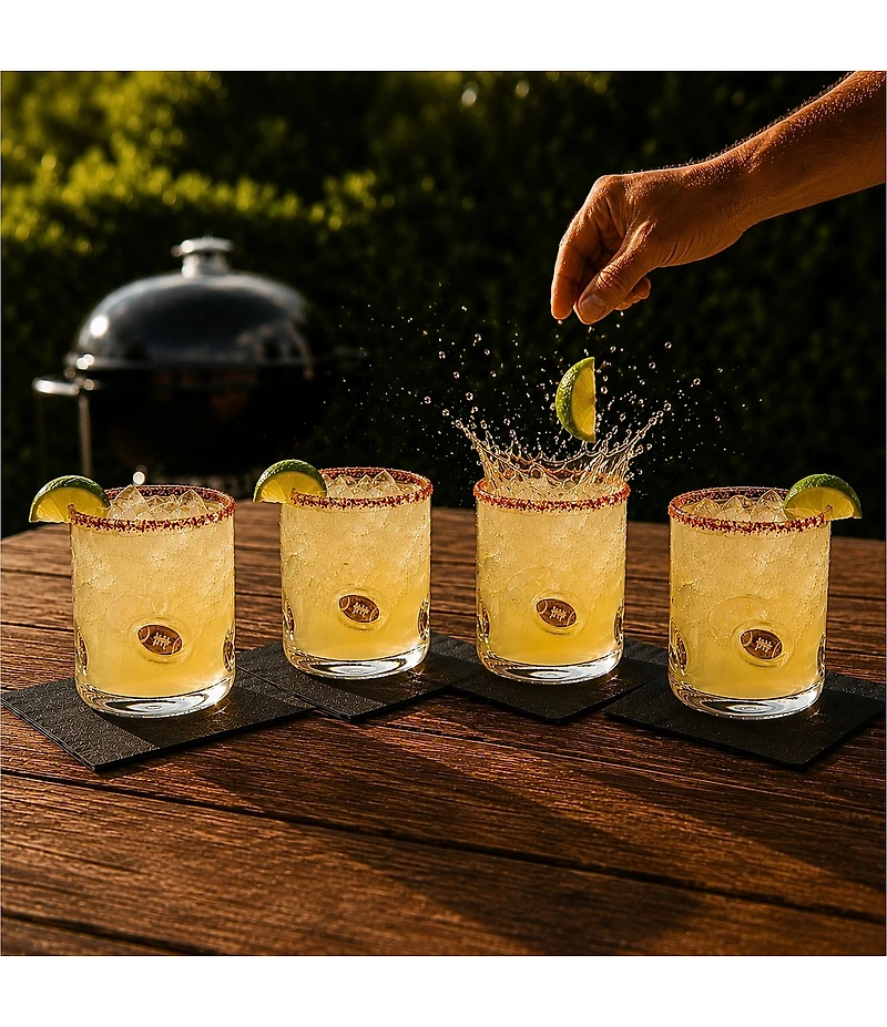 Jeanne Fitz Football Exterior Icon Glasses, Set of 4