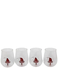 Jeanne Fitz Glitter Christmas Santa's Hat Stemless Wine Glass, Set of 4