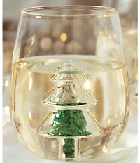 Jeanne Fitz Glitter Christmas Tree Stemless Wine Glass, Set of 4
