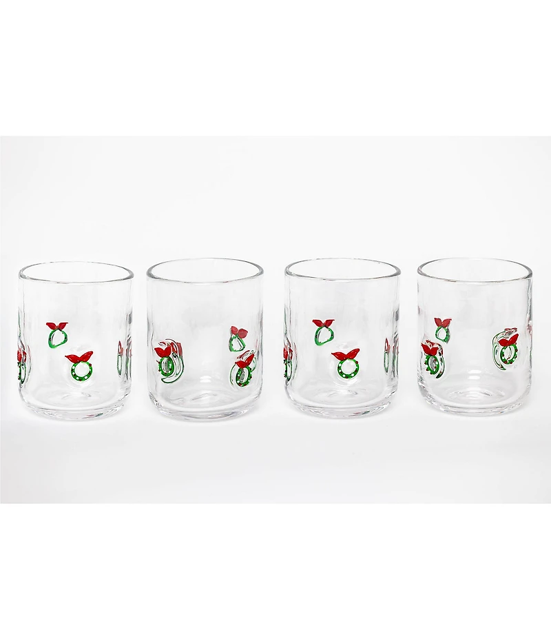 Jeanne Fitz Wreath Icon Glass, Set of 4