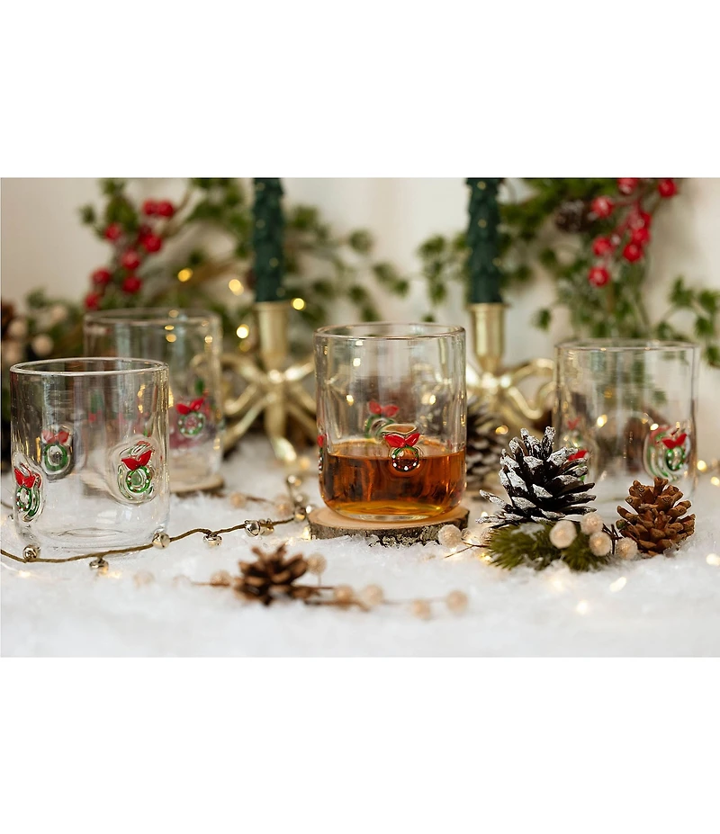 Jeanne Fitz Wreath Icon Glass, Set of 4