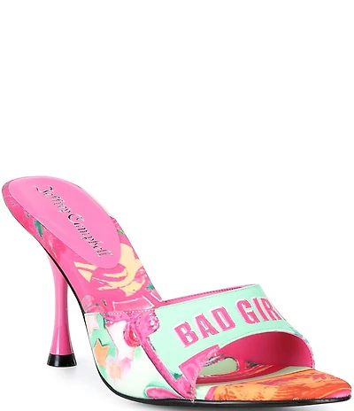 Jeffrey Campbell Agent Bad Girl Print Dress Slide Sandals
