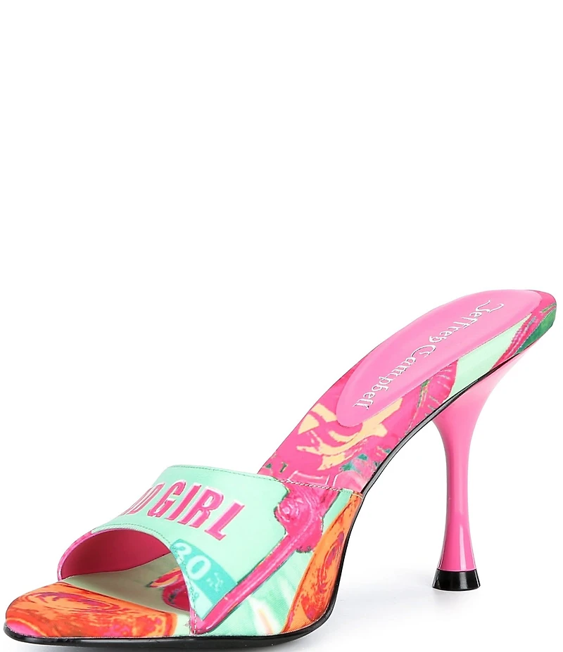 Jeffrey Campbell Agent Bad Girl Print Dress Slide Sandals