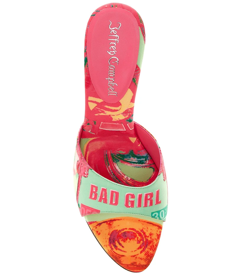 Jeffrey Campbell Agent Bad Girl Print Dress Slide Sandals