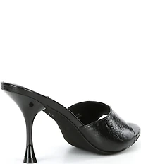 Jeffrey Campbell Agent Crinkle Patent Leather Peep Toe Slide Sandals