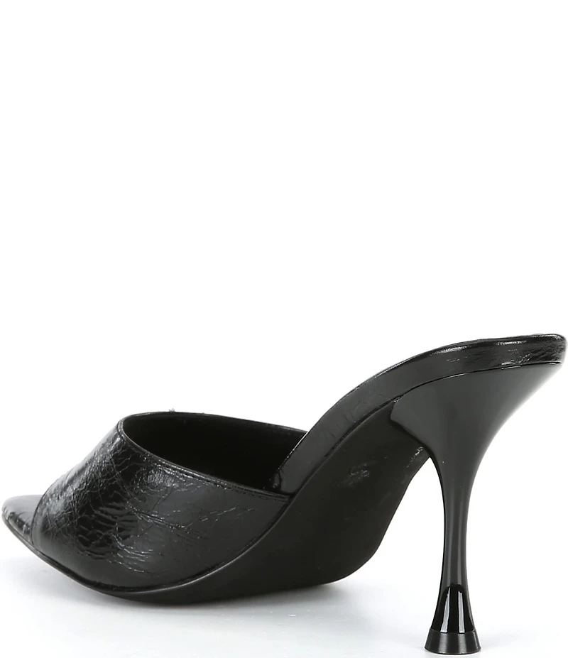 Jeffrey Campbell Agent Crinkle Patent Leather Peep Toe Slide Sandals