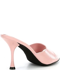 Jeffrey Campbell Agent Crinkle Patent Leather Peep Toe Slide Sandals