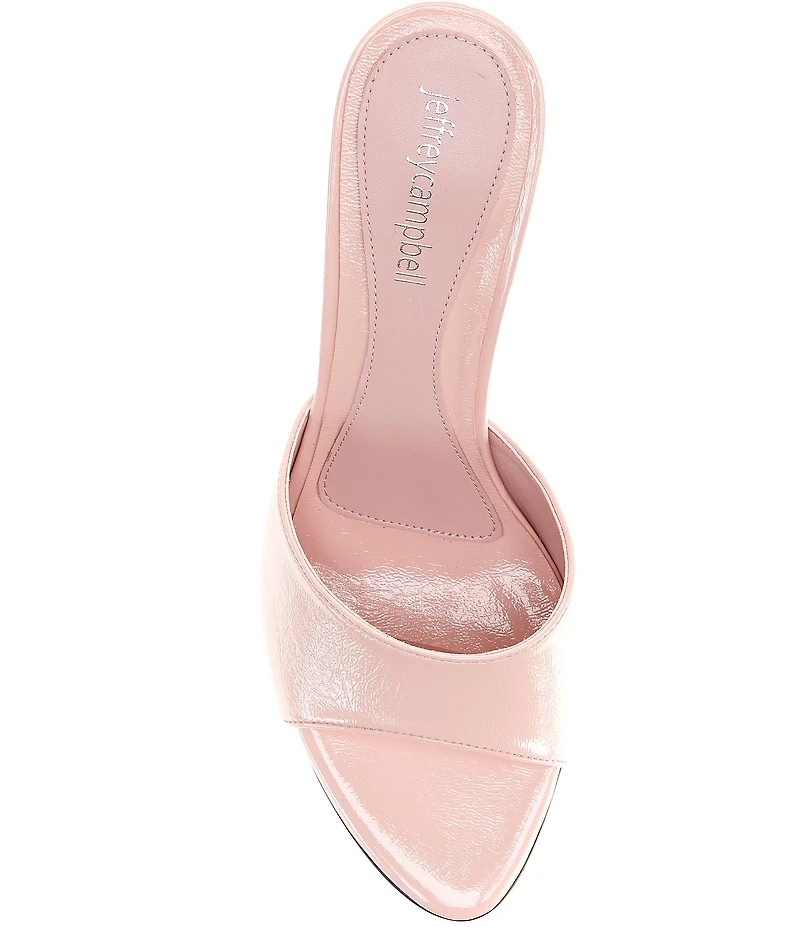Jeffrey Campbell Agent Crinkle Patent Leather Peep Toe Slide Sandals