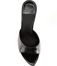 Jeffrey Campbell Agent Crinkle Patent Leather Peep Toe Slide Sandals
