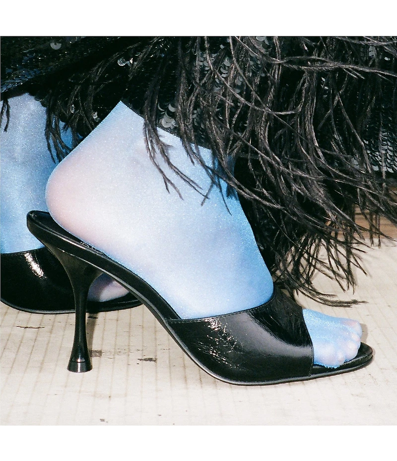 Jeffrey Campbell Agent Crinkle Patent Leather Peep Toe Slide Sandals
