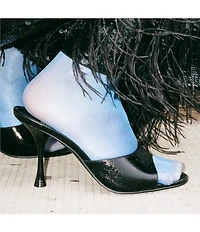 Jeffrey Campbell Agent Crinkle Patent Leather Peep Toe Slide Sandals