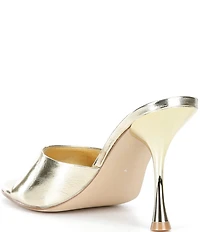 Jeffrey Campbell Agent Metallic Crinkle Leather Peep Toe Slide Sandals